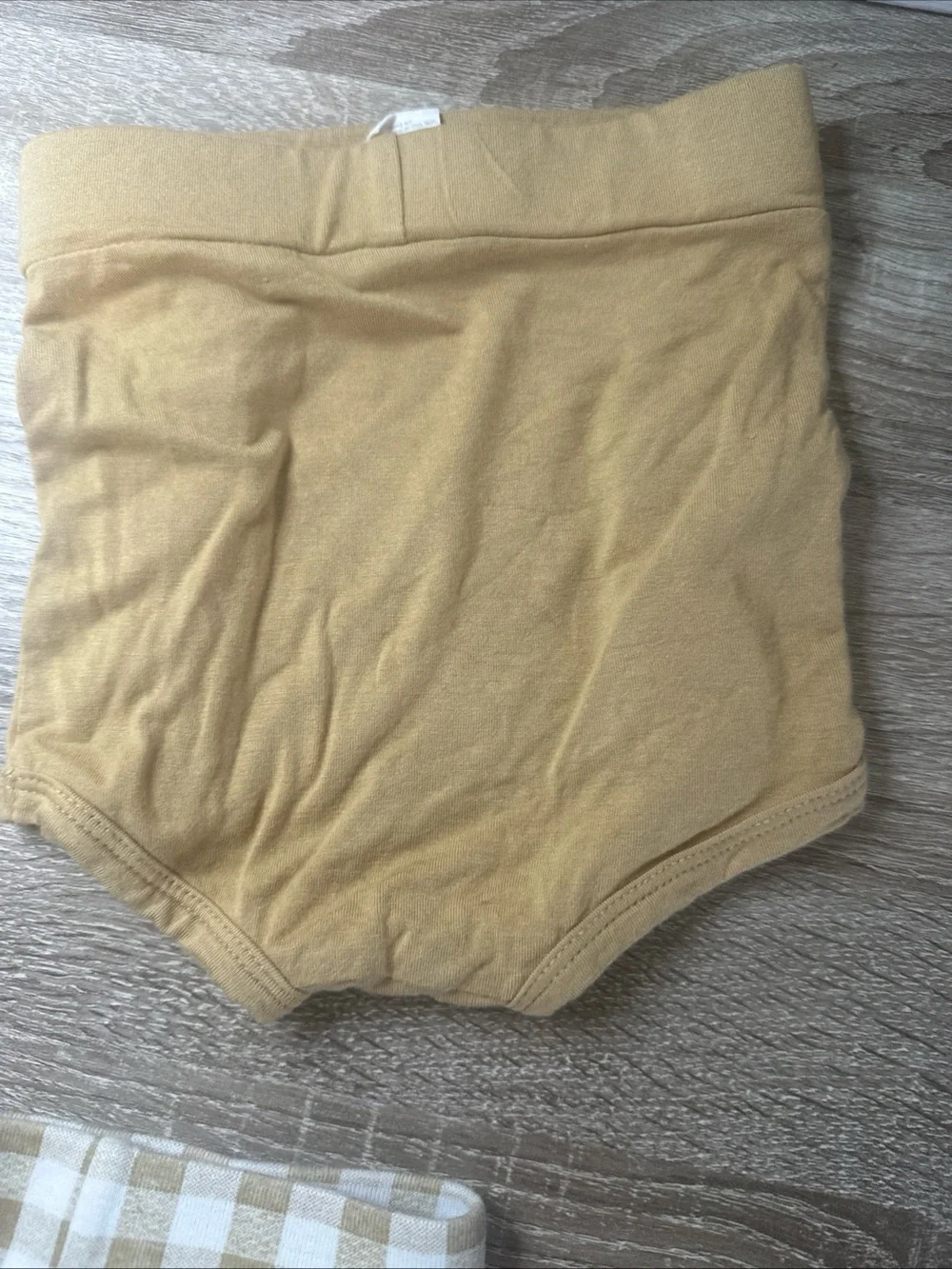 Kate Quinn Retro Ruffle Bloomers Bundle Size6-12 Mnths Tan(bamboo)& Striped Tan